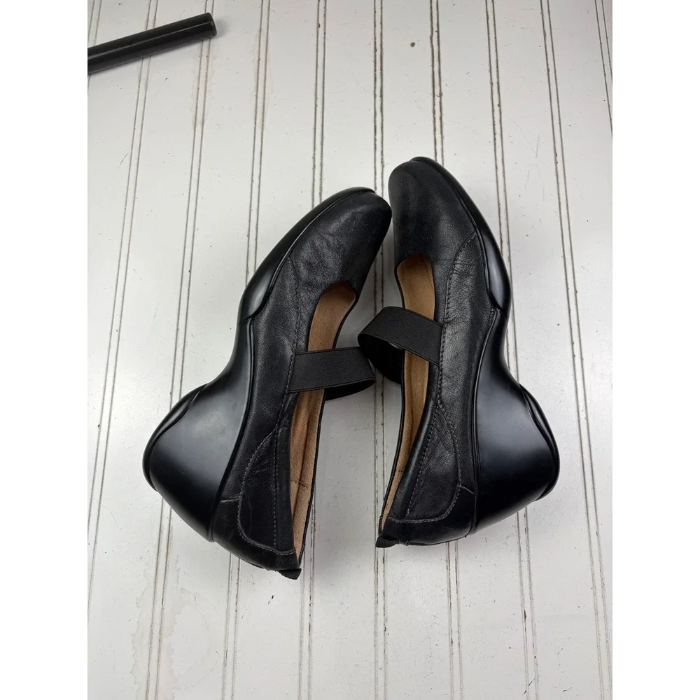 Naturalizer Ande Black Leather Mary Jane Comfort Wedges Women's Size 8.5
